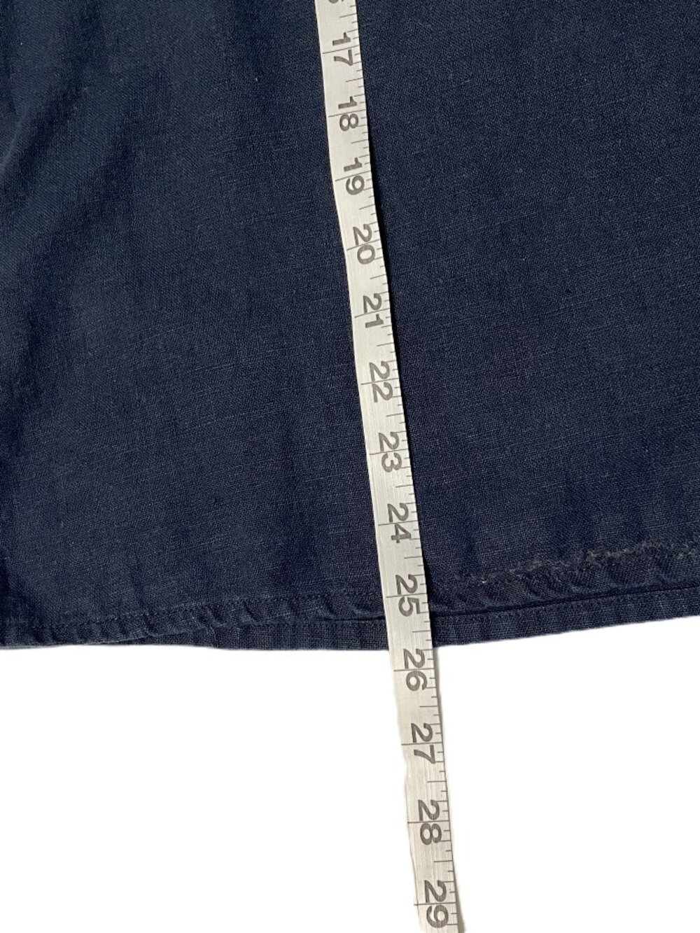 Flax Top 100% Linen Small (6-10) Navy Blue Short Sleeve Lagenlook Minimalist - Picture 7 of 8